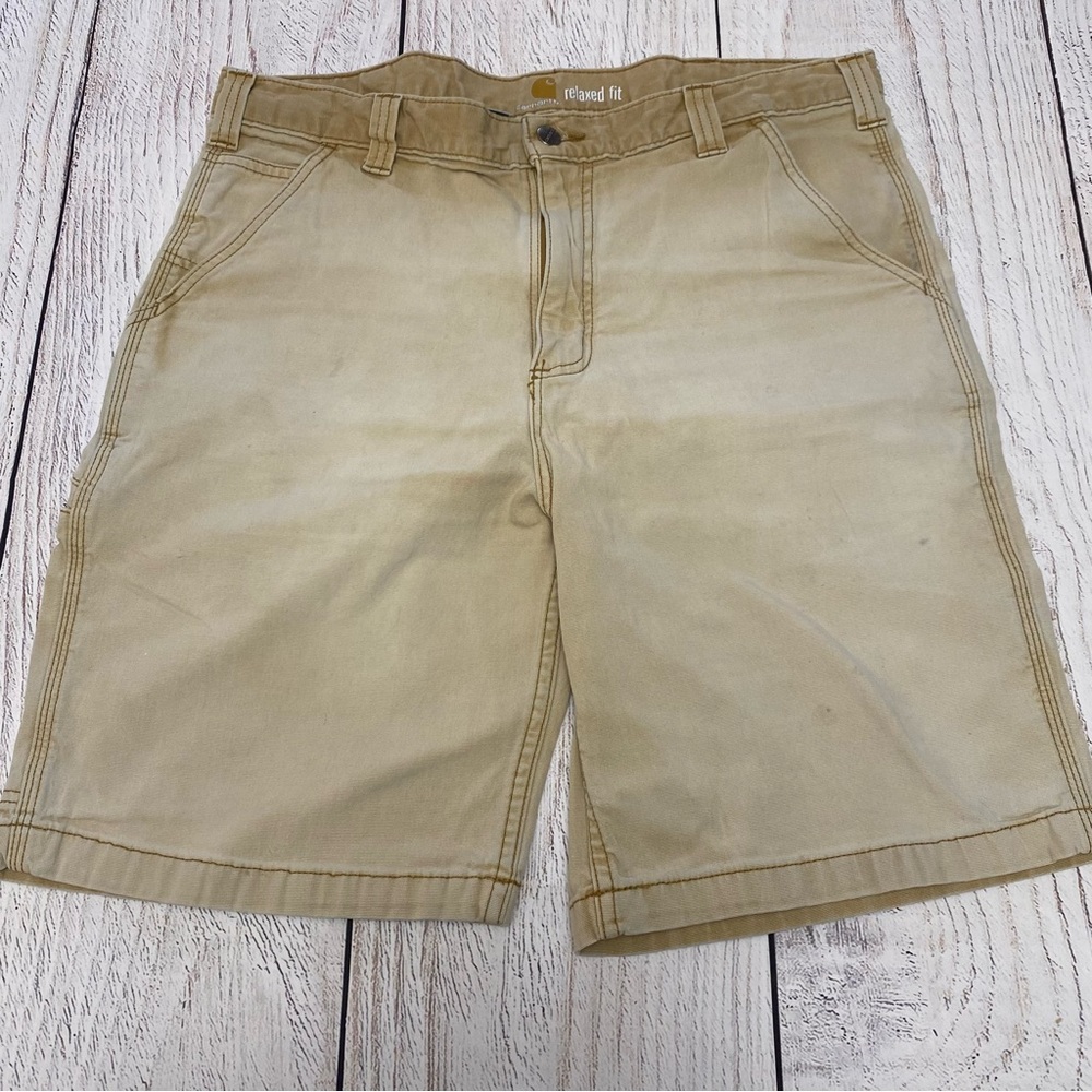 Carhartt Men's Tan Relaxed-Fit Worn Shorts 36